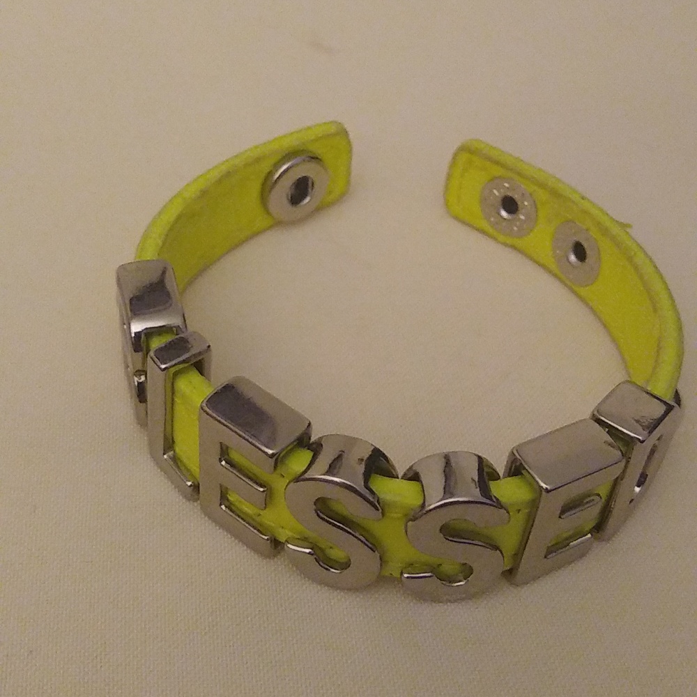 BCBGeneration Green  Yellow leather •BLESSED• bracelet